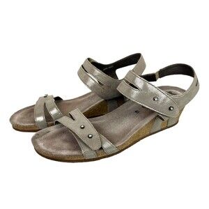 Mephisto Air Relax Wedge Sport Sandals  Womens 40 / 9.5  Beige w Rhinestones